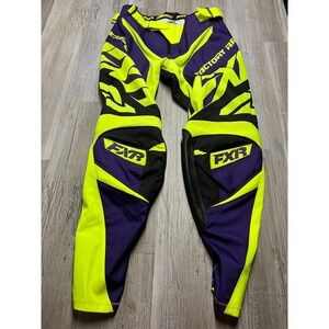 FXR MX Podium Pants Motocross Black Purple‎ Yellow Neon Size 30